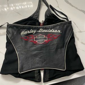 Harley Davidson leather / halter top/ tank top